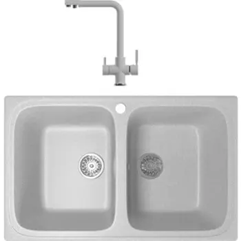Кухонная мойка и смеситель Mixline ML-GM23 серая 310