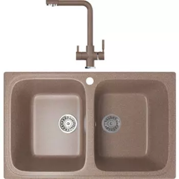 Кухонная мойка и смеситель Mixline ML-GM23 терракотовая 307