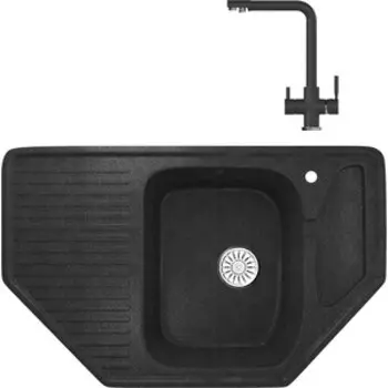 Кухонная мойка и смеситель Mixline ML-GM24 антрацит 343