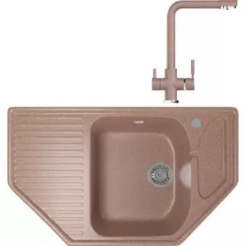 Кухонная мойка и смеситель Mixline ML-GM24 терракотовая 307