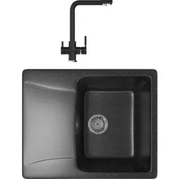 Кухонная мойка и смеситель Mixline ML-GM26 черная 308