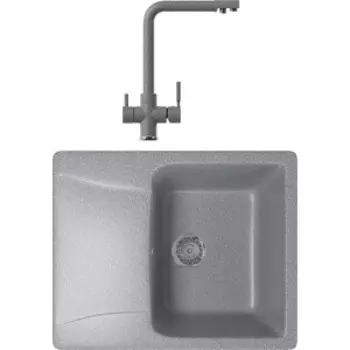 Кухонная мойка и смеситель Mixline ML-GM26 темно-серая 309