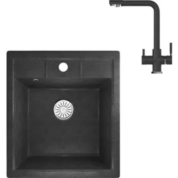 Кухонная мойка и смеситель Mixline ML-GM28 антрацит 343