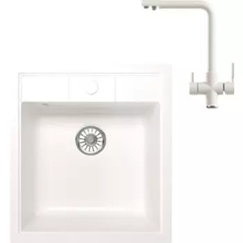 Кухонная мойка и смеситель Mixline ML-GM28 белая 331