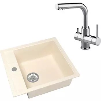 Кухонная мойка и смеситель Mixline ML-GM28 бежевая 328 (4620031446507, LM3061C)