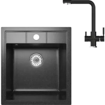 Кухонная мойка и смеситель Mixline ML-GM28 черная 308
