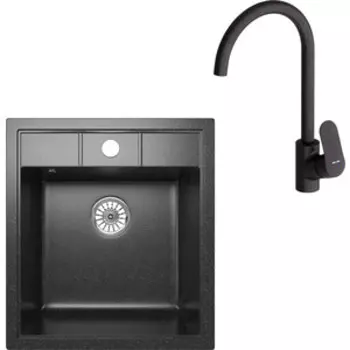 Кухонная мойка и смеситель Mixline ML-GM28 черная 308 (4620031446774, F8007122)