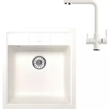 Кухонная мойка и смеситель Mixline ML-GM28 молоко 341
