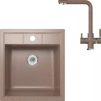 Кухонная мойка и смеситель Mixline ML-GM28 терракотовая 307