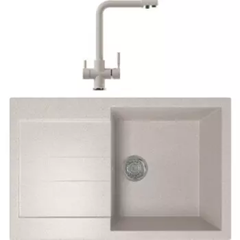 Кухонная мойка и смеситель Mixline ML-GM31 песочная 302