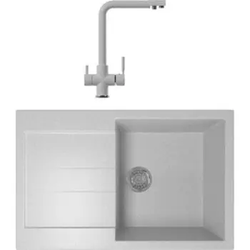 Кухонная мойка и смеситель Mixline ML-GM31 серая 310