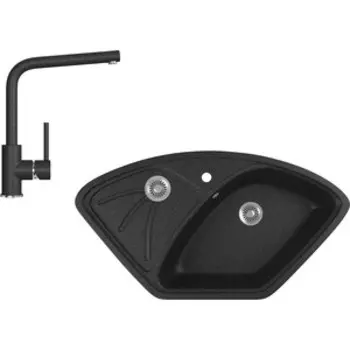 Кухонная мойка и смеситель GreenStone GRS-10E-308, GS-004-308 черный