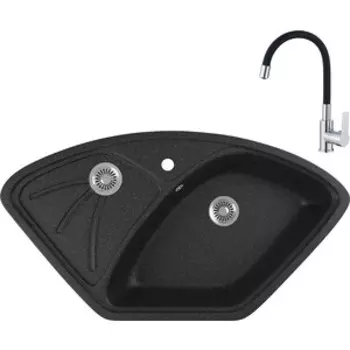 Кухонная мойка и смеситель GreenStone GRS-10E-308 Haiba HB70112-7 черная