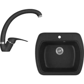 Кухонная мойка и смеситель GreenStone GRS-11-308, GS-002-308 черный