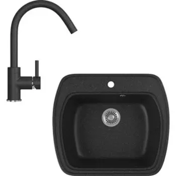 Кухонная мойка и смеситель GreenStone GRS-11-308, GS-003-308 черный