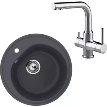 Кухонная мойка и смеситель Ulgran U-101-344 ультра-черный, Lemark Comfort LM3061C