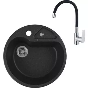Кухонная мойка и смеситель GreenStone GRS-08K-308 Haiba HB70112-7 черная