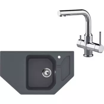 Кухонная мойка и смеситель Ulgran U-109-343 антрацит, Lemark Comfort LM3061C