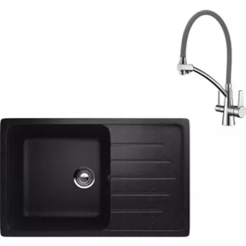 Кухонная мойка и смеситель Ulgran U-400 Lemark Comfort (U-400-308, LM3071C-Gray)