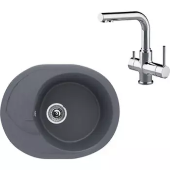 Кухонная мойка и смеситель Ulgran U-403-343 антрацит, Lemark Comfort LM3061C