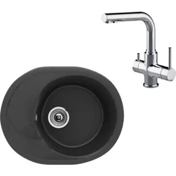 Кухонная мойка и смеситель Ulgran U-403-344 ультра-черный, Lemark Comfort LM3061C