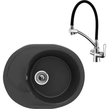 Кухонная мойка и смеситель Ulgran U-403-344 ультра-черный, Lemark Comfort LM3070C