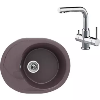 Кухонная мойка и смеситель Ulgran U-403-345 шоколад, Lemark Comfort LM3061C