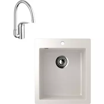 Кухонная мойка и смеситель Ulgran U-404 Grohe Euroeco (U-404-331, 32752000)
