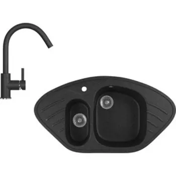 Кухонная мойка и смеситель GreenStone GRS-14-308, GS-003-308 черный