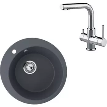 Кухонная мойка и смеситель Ulgran U-405-343 антрацит, Lemark Comfort LM3061C