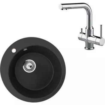 Кухонная мойка и смеситель Ulgran U-405-344 ультра-черный, Lemark Comfort LM3061C