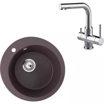 Кухонная мойка и смеситель Ulgran U-405-345 шоколад, Lemark Comfort LM3061C