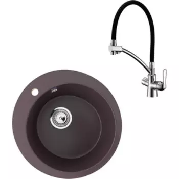 Кухонная мойка и смеситель Ulgran U-405-345 шоколад, Lemark Comfort LM3070C