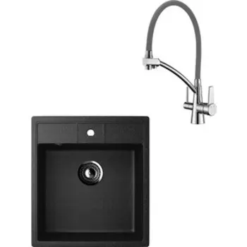 Кухонная мойка и смеситель Ulgran U-406 Lemark Comfort (U-406-308, LM3071C-Gray)