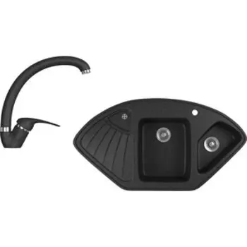 Кухонная мойка и смеситель GreenStone GRS-14K-308, GS-002-308 черный
