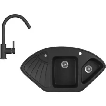 Кухонная мойка и смеситель GreenStone GRS-14K-308, GS-003-308 черный