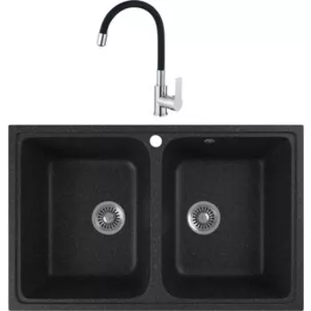 Кухонная мойка и смеситель GreenStone GRS-15-308 Haiba HB70112-7 черная