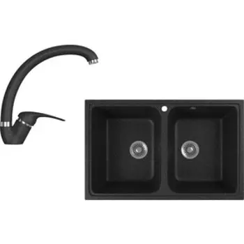 Кухонная мойка и смеситель GreenStone GRS-15-308, GS-002-308 черный