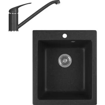 Кухонная мойка и смеситель GreenStone GRS-17-308, GS-001-308 черный