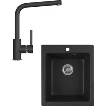 Кухонная мойка и смеситель GreenStone GRS-17-308, GS-004-308 черный