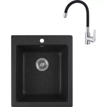Кухонная мойка и смеситель GreenStone GRS-17-308 Haiba HB70112-7 черная