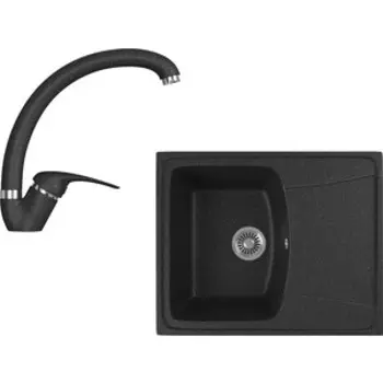 Кухонная мойка и смеситель GreenStone GRS-17K-308, GS-002-308 черный