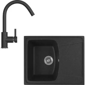 Кухонная мойка и смеситель GreenStone GRS-17K-308, GS-003-308 черный