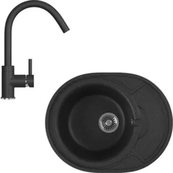 Кухонная мойка и смеситель GreenStone GRS-18k-308, GS-003-308 черный
