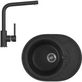 Кухонная мойка и смеситель GreenStone GRS-18k-308, GS-004-308 черный