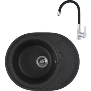 Кухонная мойка и смеситель GreenStone GRS-18k-308 Haiba HB70112-7 черная