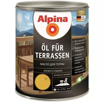 Масло для террас Alpina шелковисто-глянцевое желтый 0.75 л