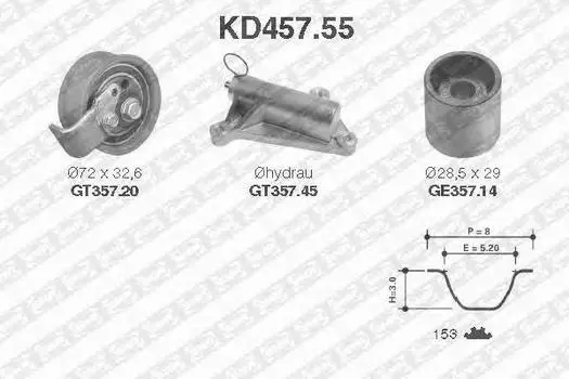 KD45755 DE NTN INSIDE РЕМ. КОМПЛЕКТ ГРМ: РЕМЕНЬ + РОЛИКИ