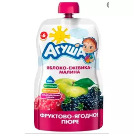 Пюре Агуша фруктовое Яблоко-ежевика-малина с 6 месяцев 90 гр