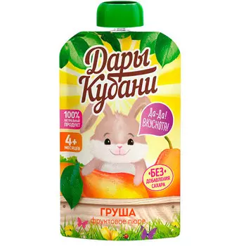 Пюре фруктовое Дары Кубани груша с 4 месяцев 90 гр